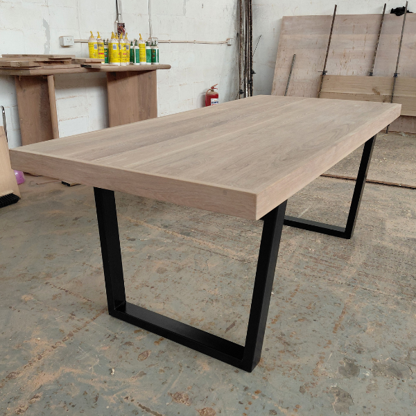 Oak Table with metal base - Image 2